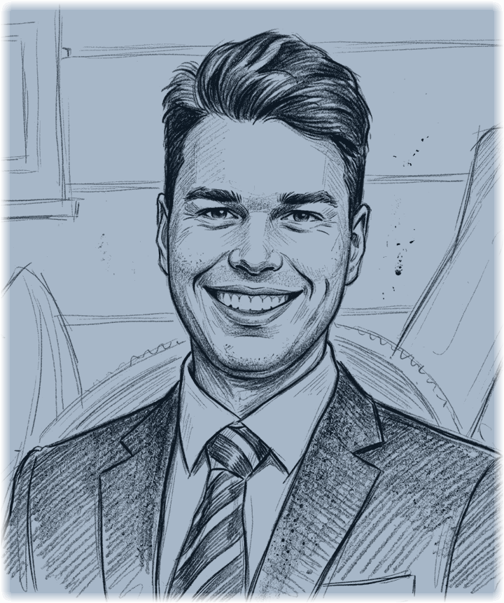 Line drawn portrait of Damir Tin Jurković, founder of DTJ